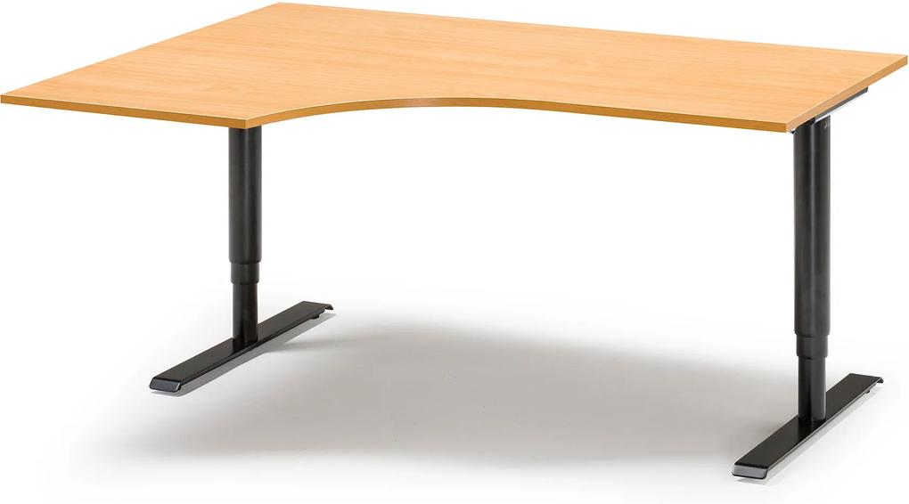 Výškovo nastaviteľný stôl Adeptus, ľavý, 1800x1200 mm, buk lam./čierna