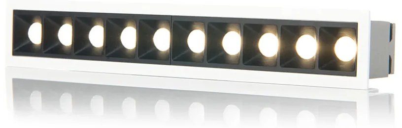 LED2 Zápustné bodové LED osvetlenie LINEAR, 20W, teplá biela, hranaté, čiernobiele
