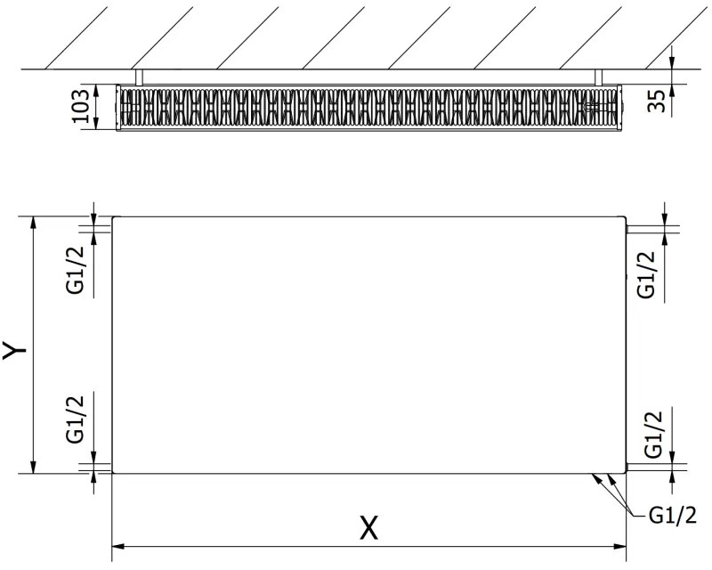Mexen, Mexen Flat CVF22 panelový radiátor 900 x 1100 mm, spodné pripojenie, 2419 W, biely - W622F-090-110-00