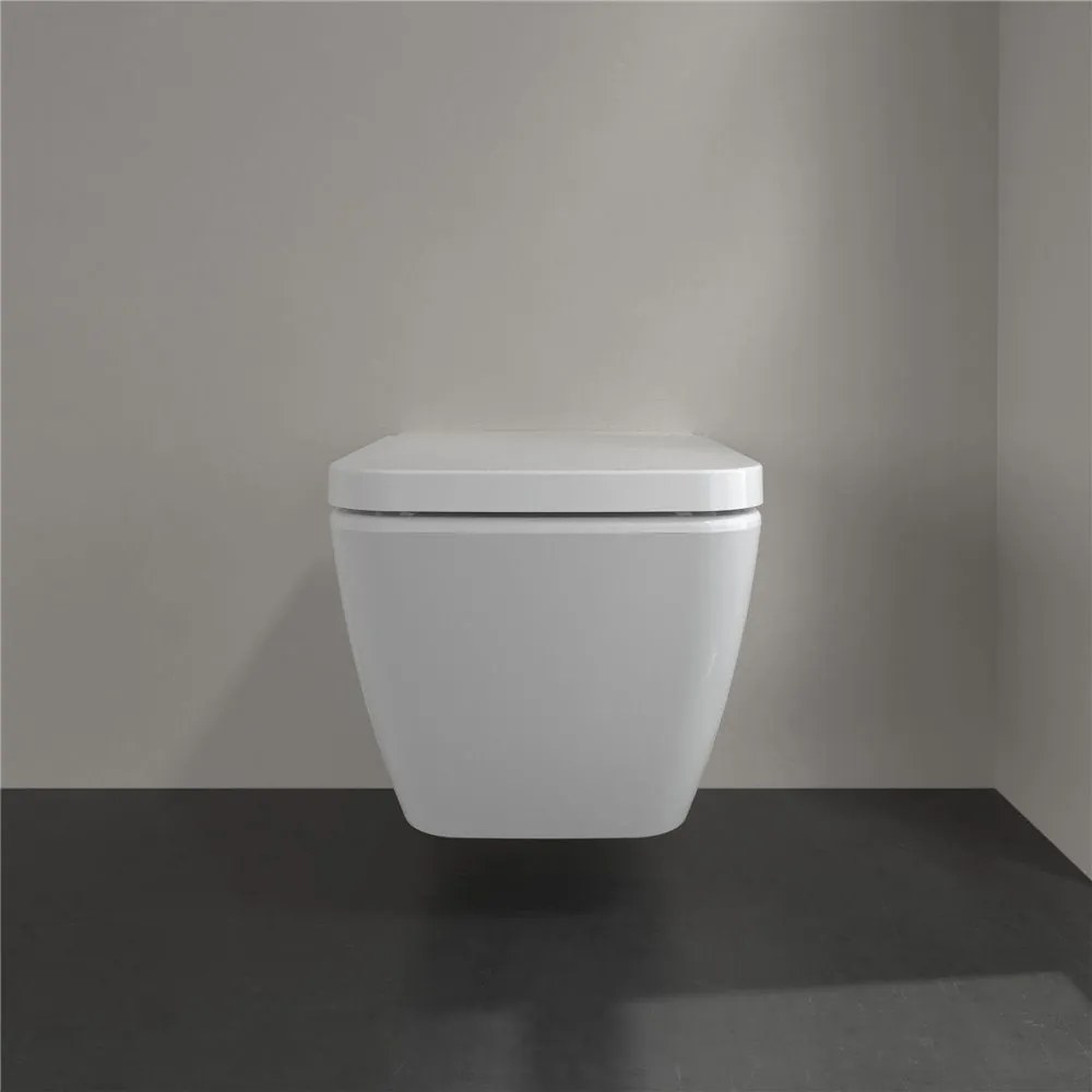 VILLEROY &amp; BOCH Finion závesné WC s hlbokým splachovaním bez vnútorného okraja, 375 x 560 mm, biela alpská, s povrchom CeramicPlus, 4664R0R1