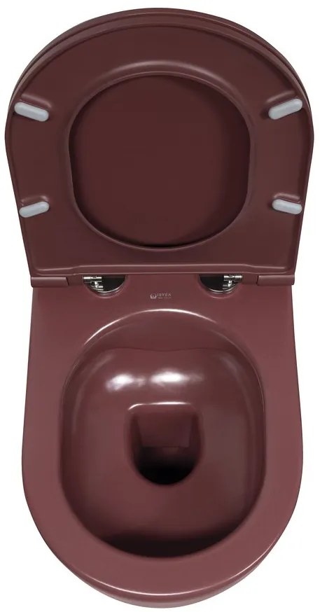 Isvea Isvea, INFINITY závesná WC misa, Rimless, 36,5x53cm, Matná maroon Red, 10NF02004-2R