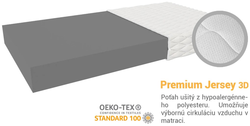 Jaamatrac Obľúbený penový matrac Andrea 200x90 Poťah: Premium Jersey 3D