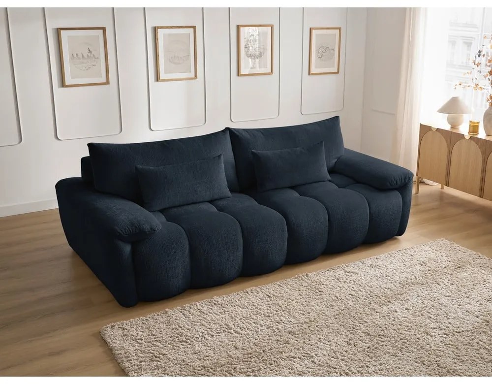 Tmavomodrá ženilková pohovka 264 cm Ivane – Bobochic Paris