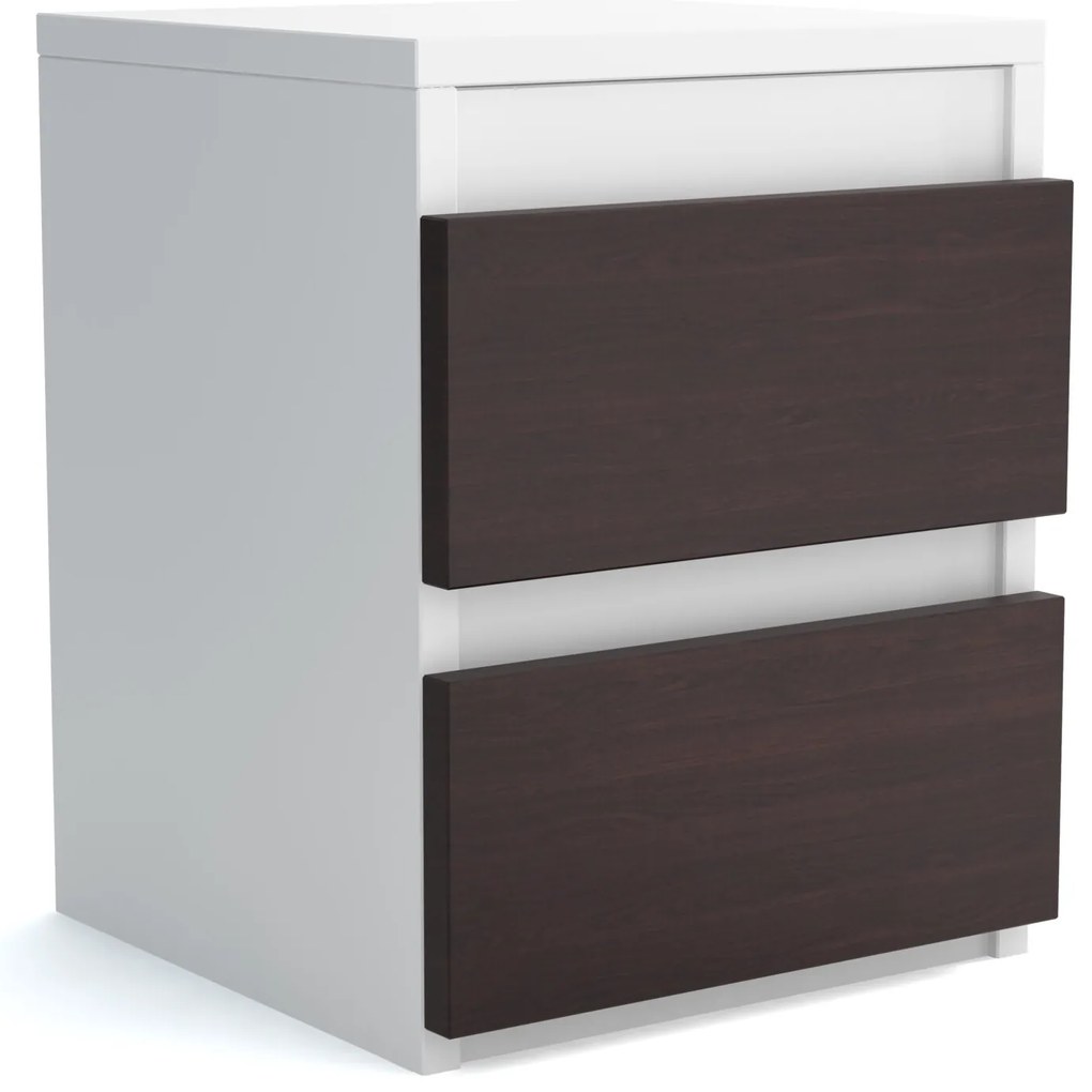 VIKI komoda s 2 zásuvkami Biela/Wenge