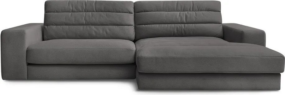 Antracitová zamatová rohová pohovka (pravý roh/s leňoškou) Sierra – Bobochic Paris