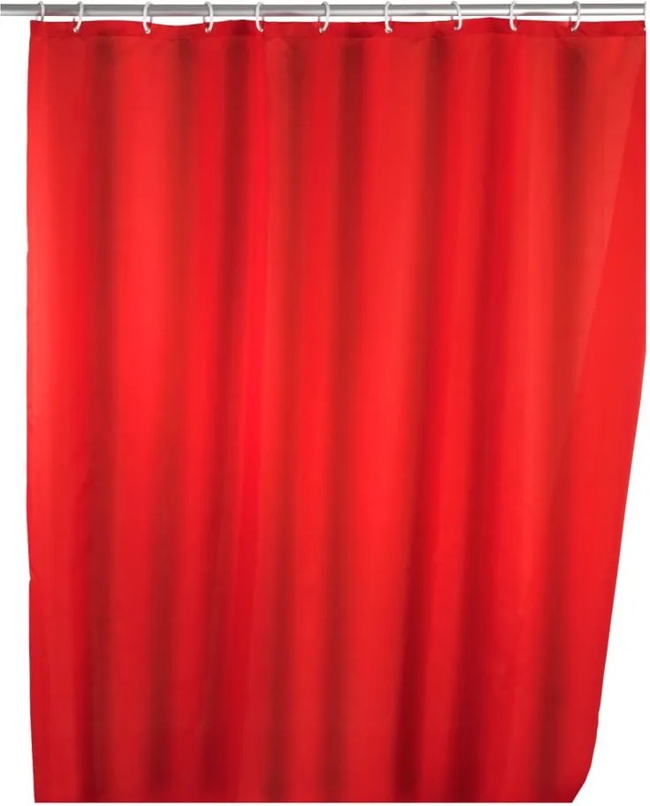 Červený sprchový záves Wenko Puro, 180 x 200 cm