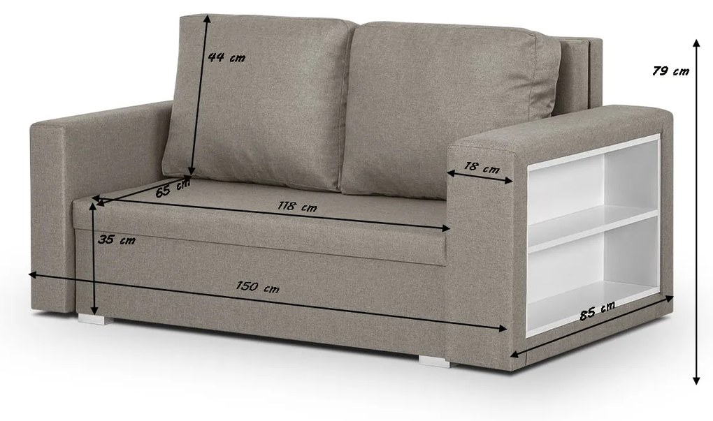 Pohovka pre 2 osoby s funkciou spania DOLAR 1 Béžová