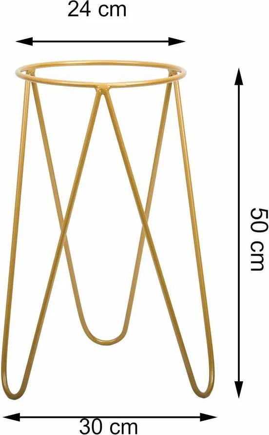 STOJAN NA KVETINÁČ TRIPOD 45X30X24 CM ZLATÁ