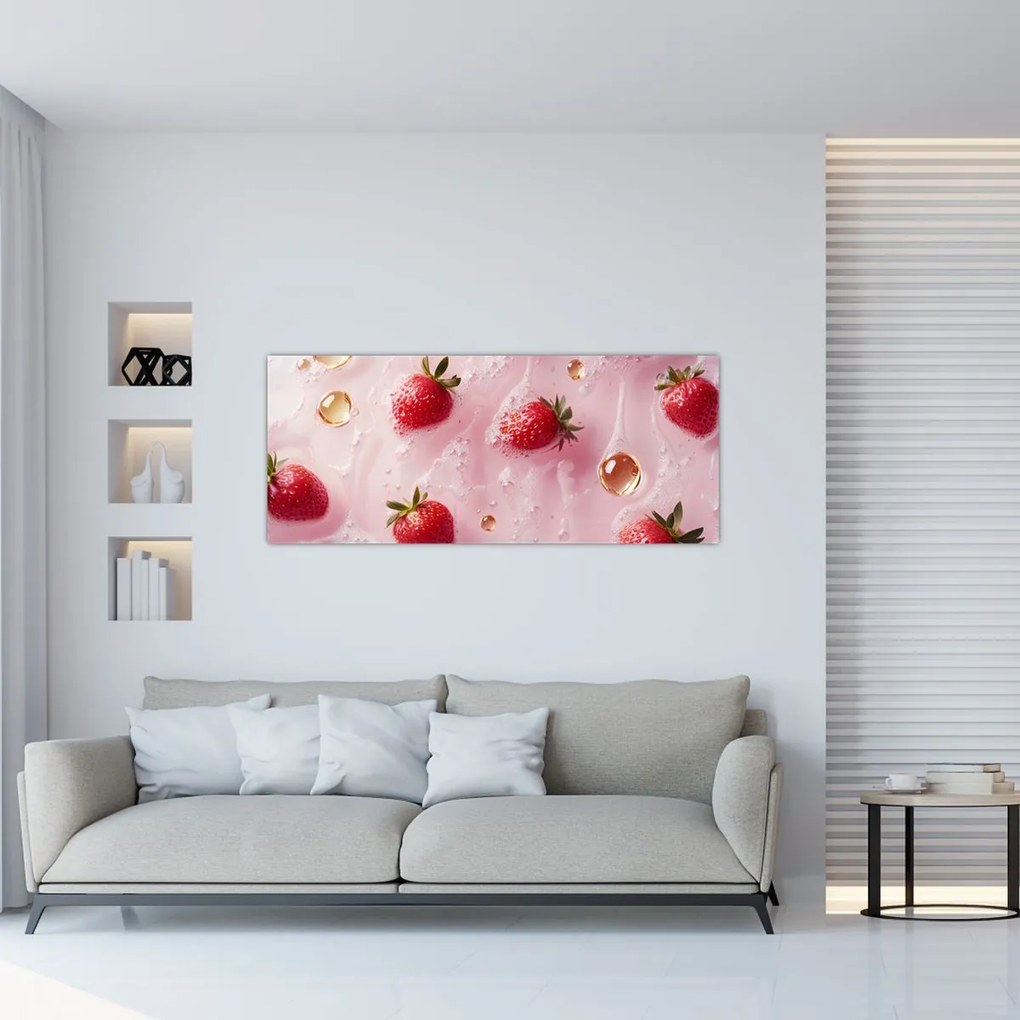 Obraz - Jahody v bublinách (120x50 cm)
