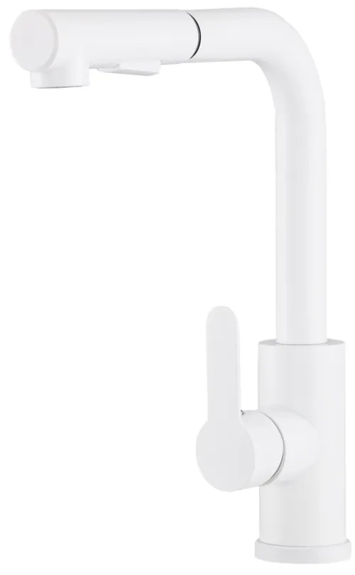 Gamma Side 2, stojanková drezová batéria s výsuvným výtokom h-300, biela, GMA-BSE2-WH