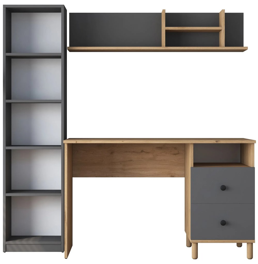 Moderná súprava Darah s písacím stolom, knižnicou a policou orech/antracit