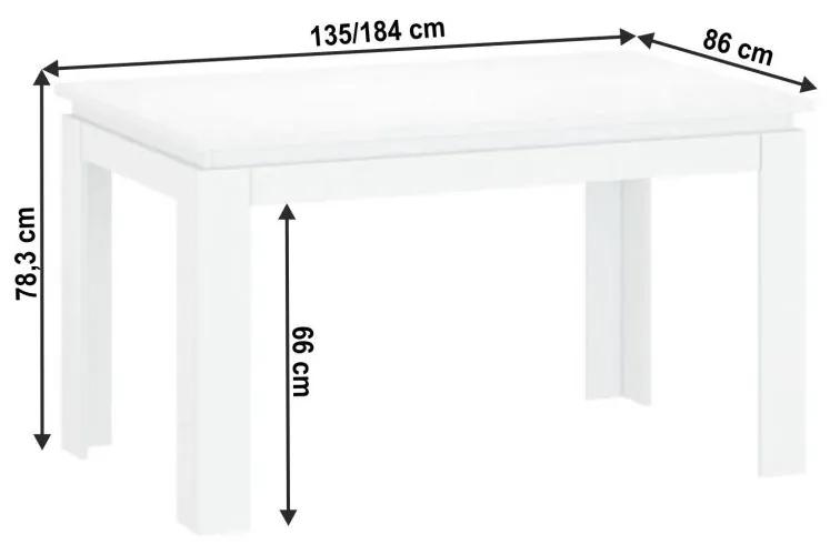 Tempo Kondela Rozkladací stôl, biela, 135-184x86 cm, LINDY