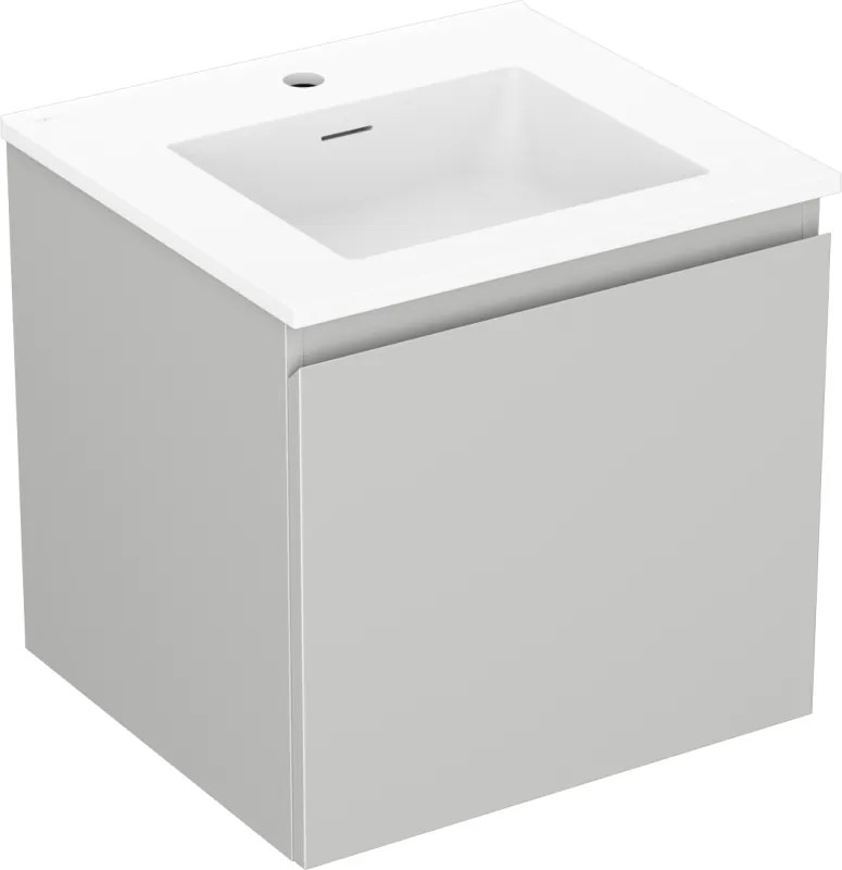 Mexen Orio, kúpeľňová skrinka 50 cm s umývadlom Otis, 1 zásuvka, šedá matná/biela matná, 91A10-05047-1-BF62-W18M01