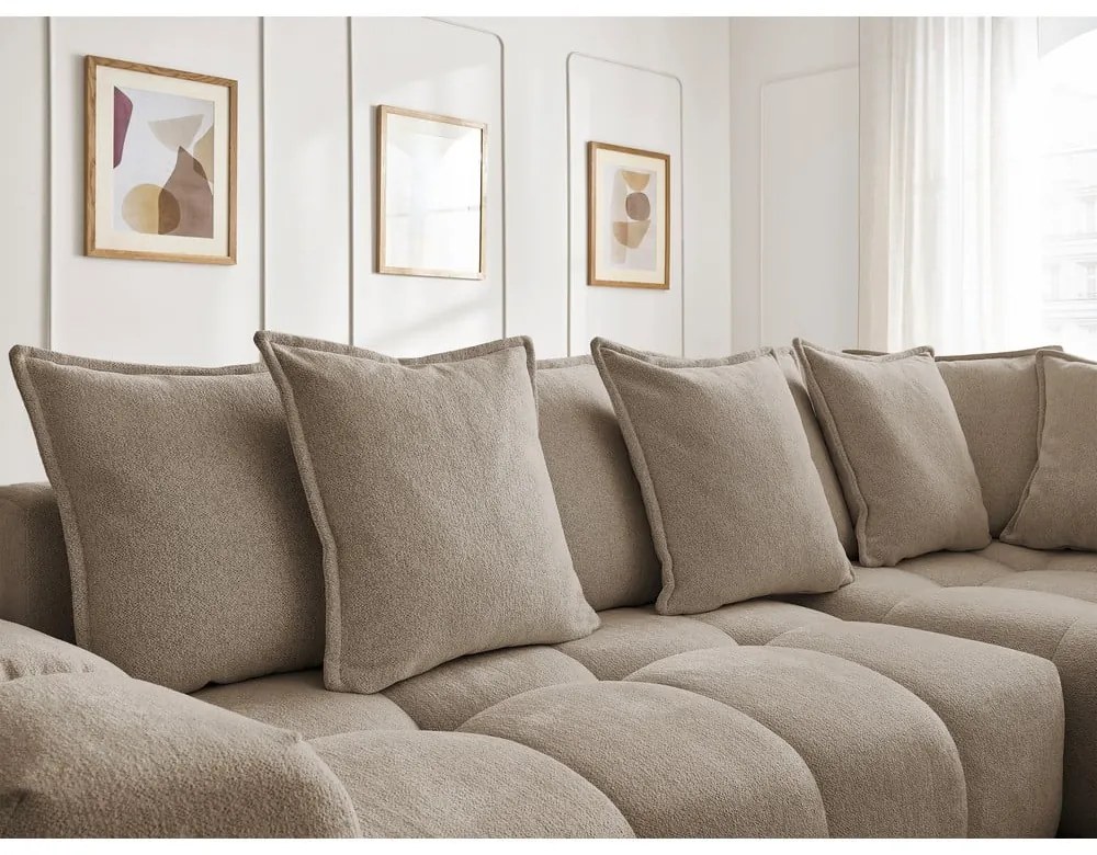 Taupe ženilková rozkladacia/s úložným priestorom rohová pohovka (pravý roh/do L) Everest – Bobochic Paris