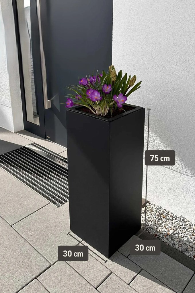 Kvetináč BLOCK, sklolaminát, výška 75 cm, antracit