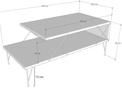 Konferenčný stolík LOIRE 40x100 cm béžová/čierna