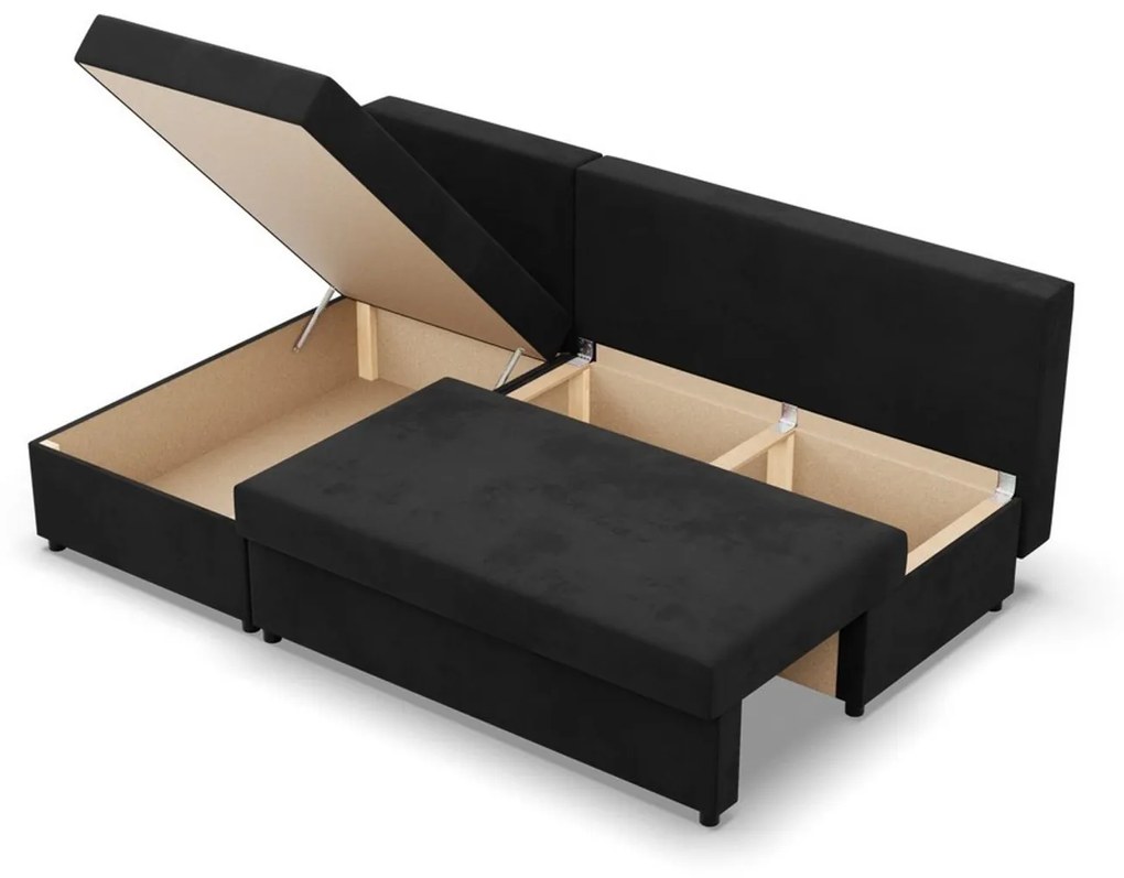 Rohová rozkladacia sedacia súprava DELI Čierna