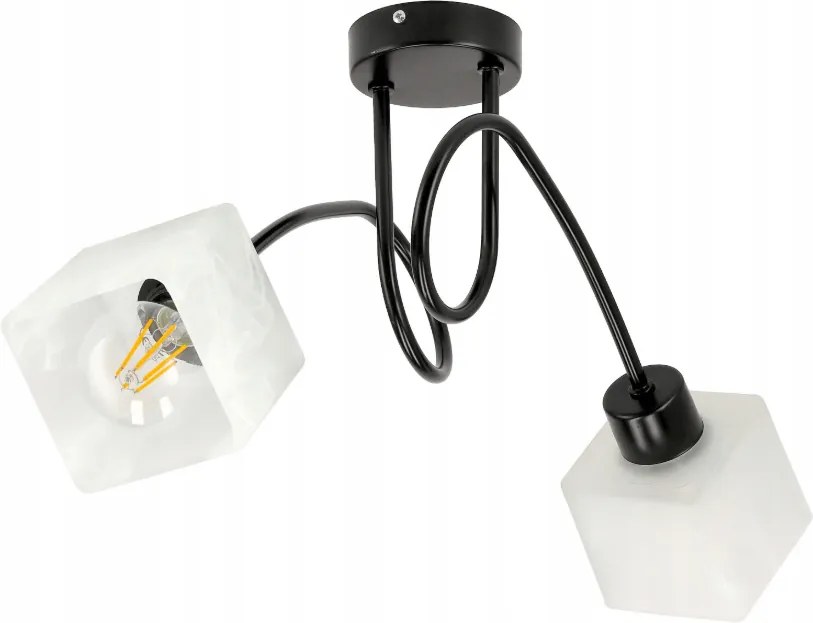 LED stropná závesná lampa, Loft, 2xE27, mliečne sklenené tienidlo