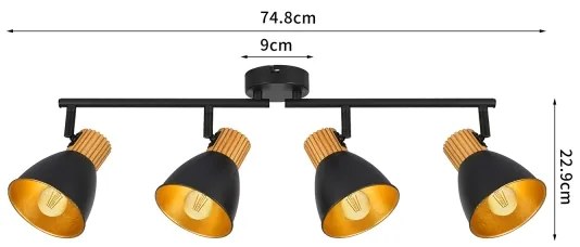 Brilagi - Bodové svietidlo ODENSE 4xE14/10W/230V drevo/čierna