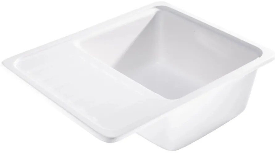 Sink Quality Sapphire, granitový kuchynský drez 565x460x210 mm + chrómový sifón, 1-komorový, biela, SKQ-SAP.W.1KKO.X