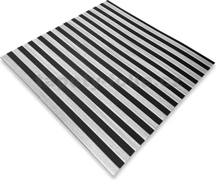 Samolepiace panely na stenu PE3, cena za kus, rozmer 66,5 cm x 66,5 cm, lamely sivé, IMPOL TRADE