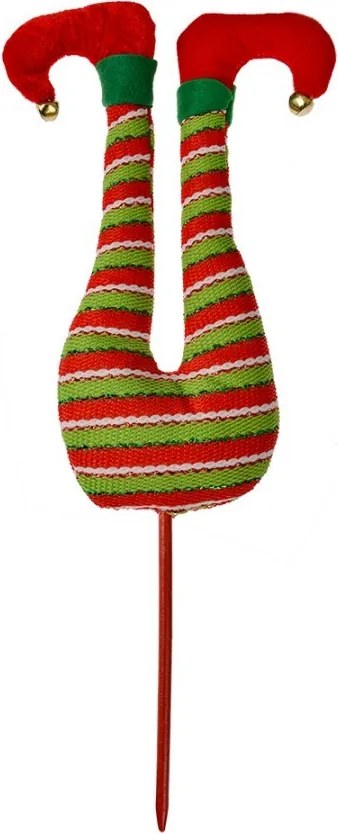 Vianočná dekorácia zápich červenej nohy škriatka Elfa - 19*4*50 cm