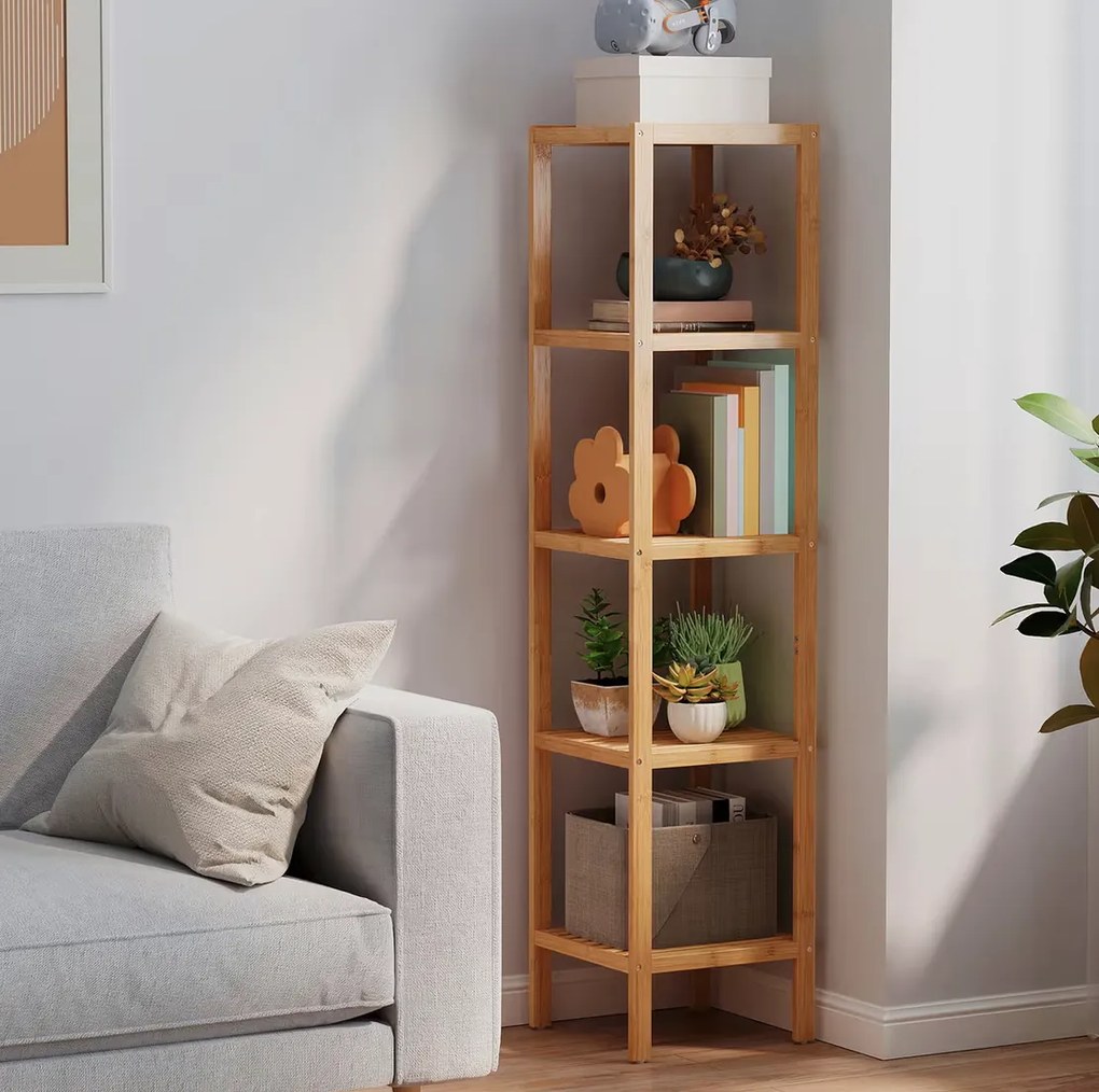 Bambusový koupelnový regál Koli hnědý