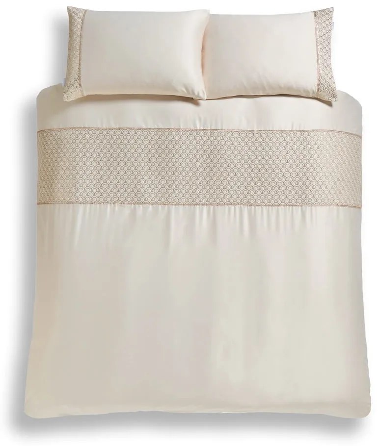 Béžové obliečky na dvojlôžko/predĺžené z mikrosaténu 230x220 cm Deco Sequin – Catherine Lansfield