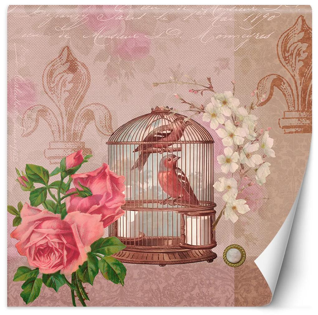 Gario Fototapeta Kvety vtáky ružové pozadie - Andrea Haase Materiál: Vliesová, Rozmery: 100 x 100 cm