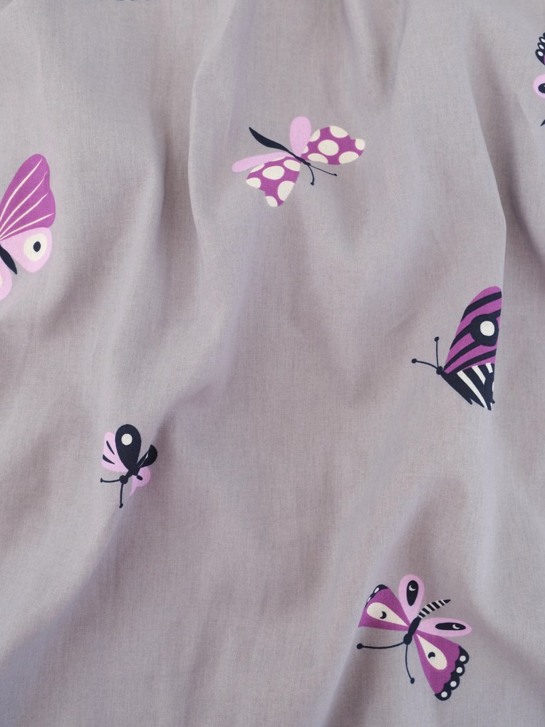 Bavlnené obliečky Renforcé - Motýliky tmavo sivé