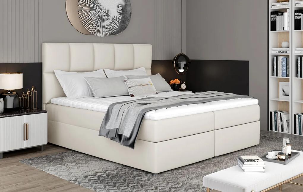 Čalúnená manželská posteľ s úložným priestorom Grosio 165 - béžová