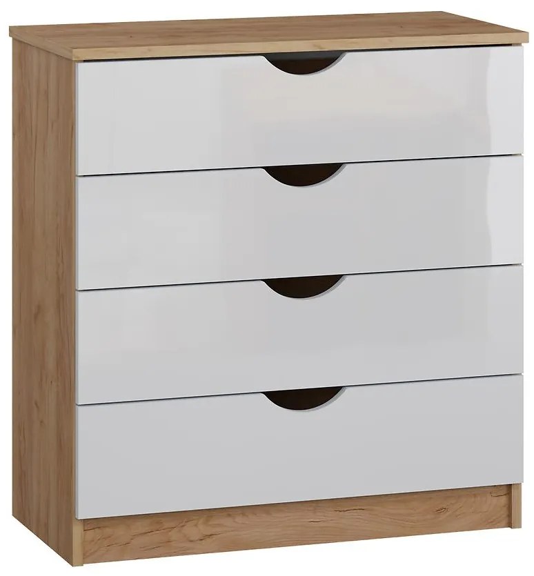 Komoda Tymeo  4s dub craft zlatý+biely lesk