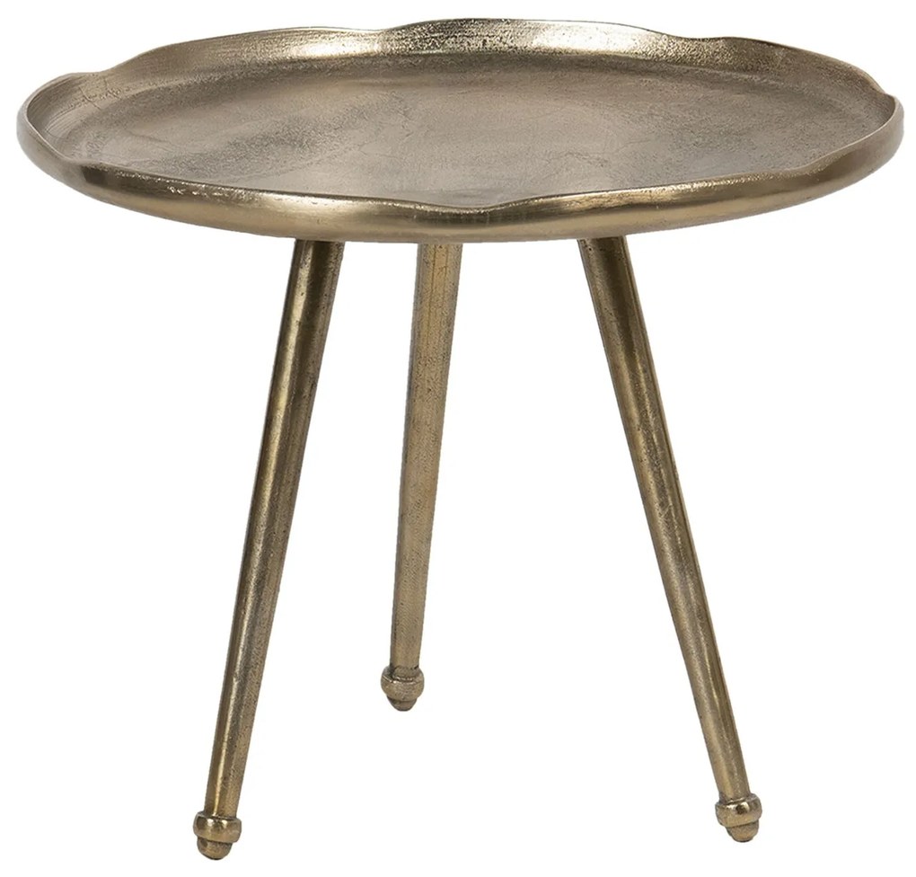 Odkladací stolík zlatý s vlnitým okrajom Chrestien - Ø 70 * 50 cm