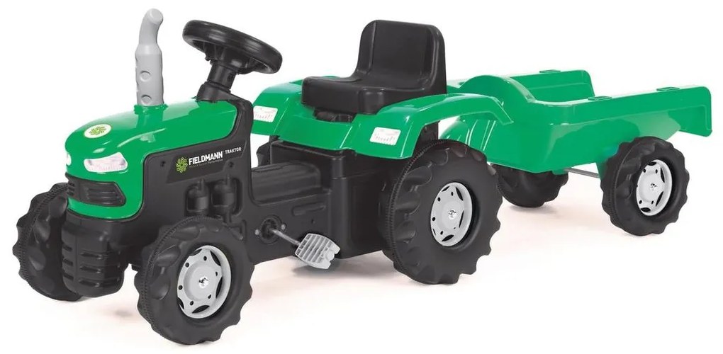 Buddy Toys Šľapací traktor s vozíkom čierna/zelená FT0699