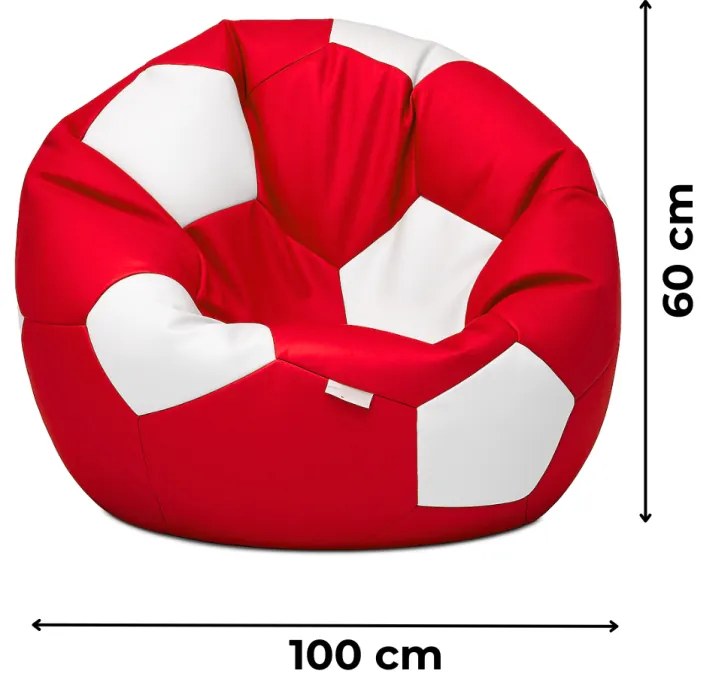 Sedací vak futbalová lopta červenobiela EMI