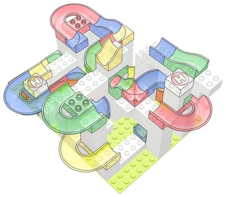 Súprava stavebných kociek ku guličkovej dráhe Hubelino Snow, 120 ks