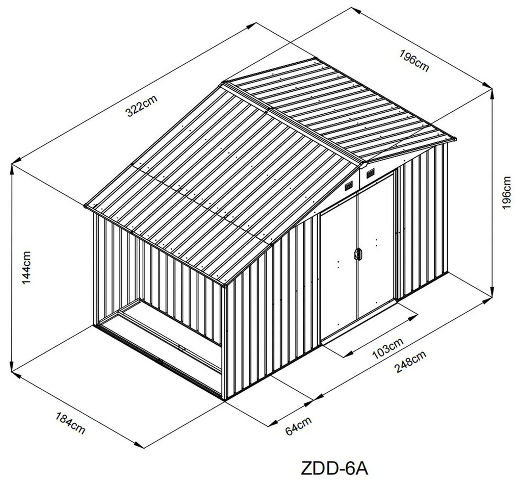 Záhradný domček s drevníkom BestBerg ZDD-6A / 6 m² / 322 x 196 x 196 cm / šedá