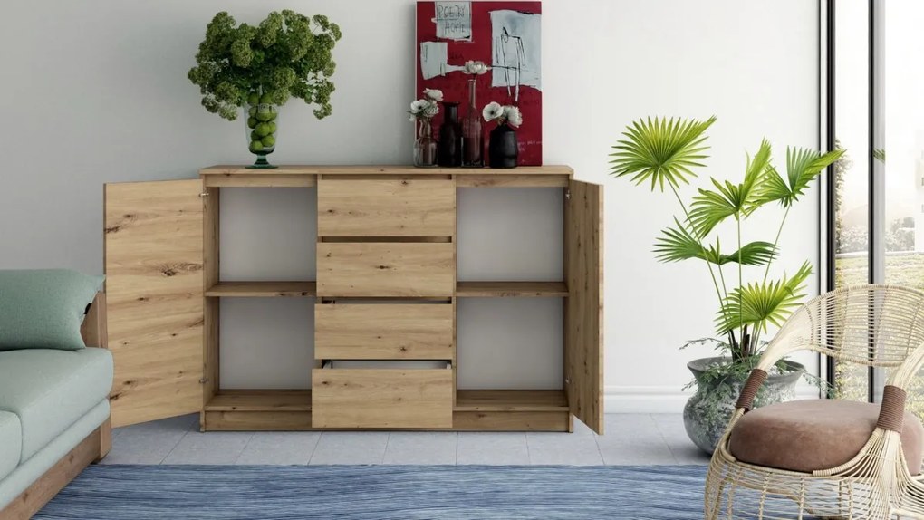 Komoda Baroste 120 cm hnedá