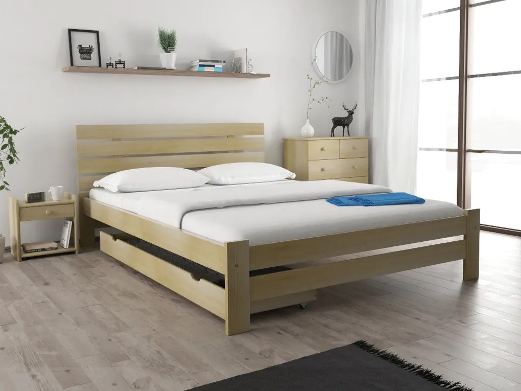 Posteľ PARIS zvýšená 120 x 200 cm, borovica Rošt: S latkovým roštom, Matrac: Matrac COCO MAXI 20 cm