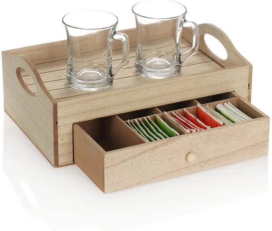 Servírovací podnos so zásuvkou na čaj TEABOX 30x20 cm
