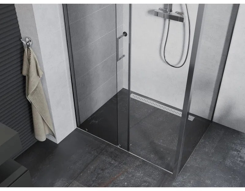 Mexen Apia, sprchový kút s posuvnými dverami 100 (dvere) x 80 (stena) cm, 6mm číre sklo, chrómový profil, 840-100-080-01-00