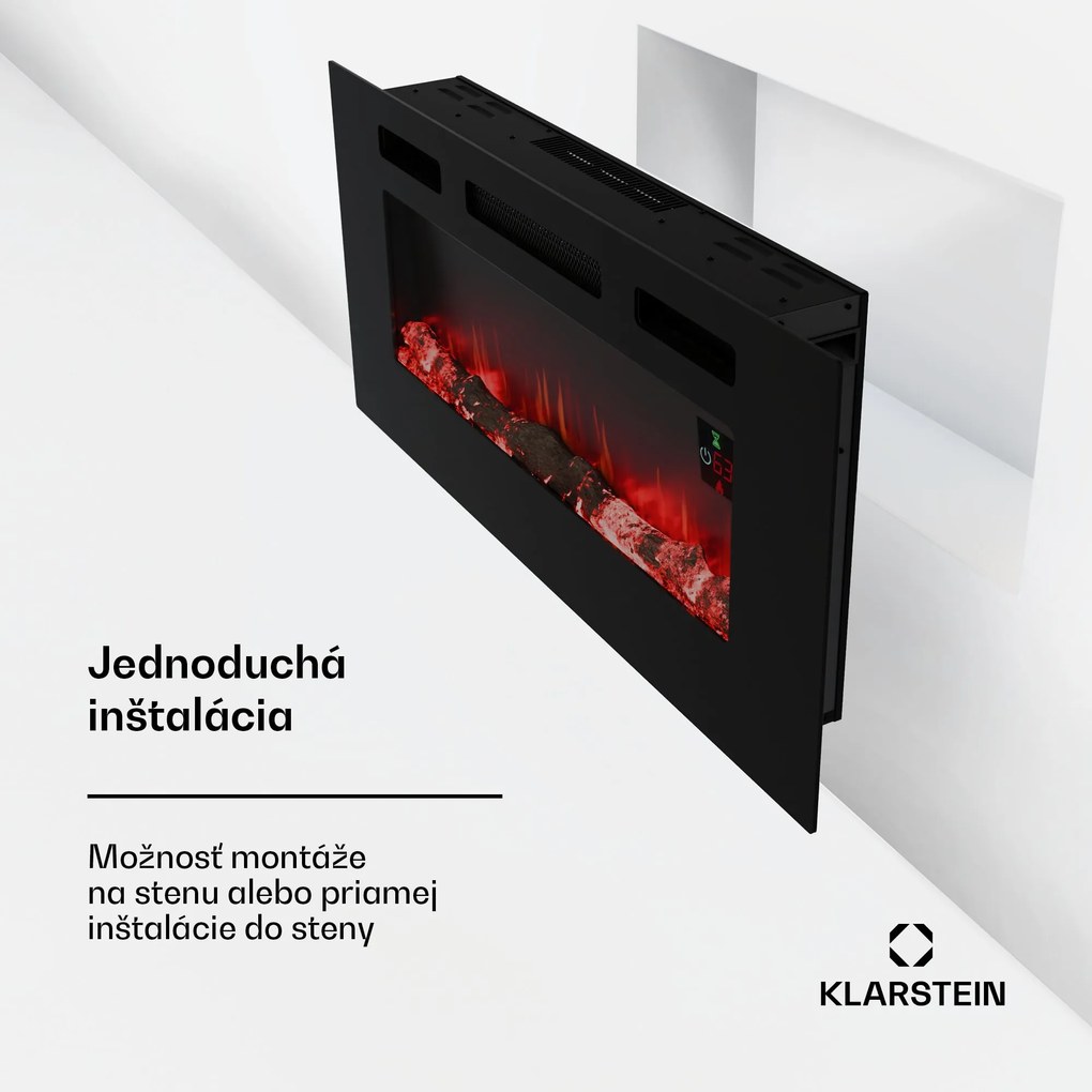 Klarstein Galeras Smart Inteligentný elektrický krb, 2 nastavenia teploty, 16 - 30°| LED ilúzia plameňa, Možnosť pripojenia k IOT