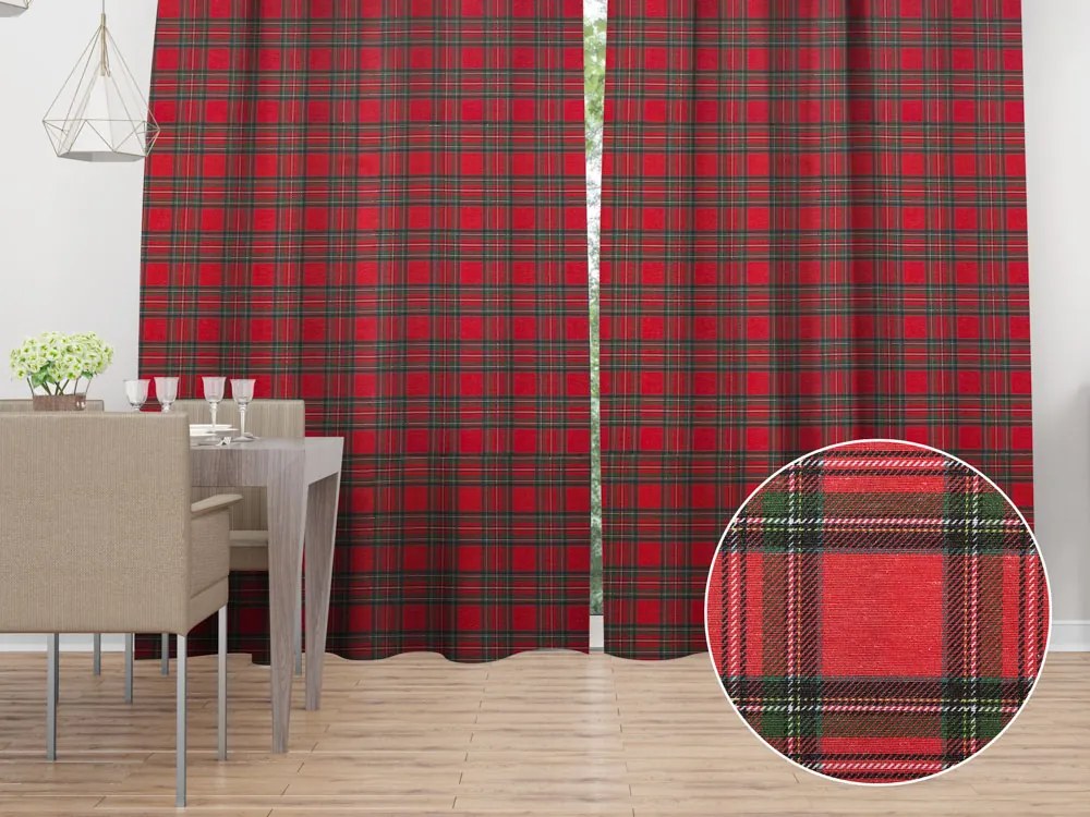 Biante Vianočný dekoračný záves PML-078 Červeno-zelené káro 145x150 cm