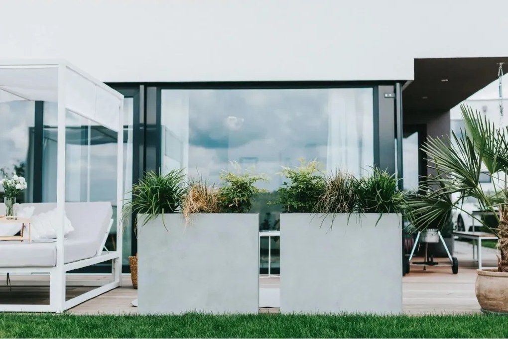 Kvetináč ELEMENTO, sklolaminát, šírka 88 cm, betón design