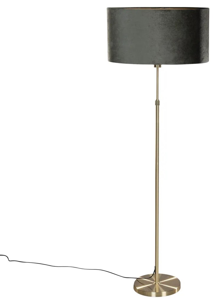 Stojacia lampa zlatá s oválnym zamatovým tienidlom zelená 50 cm - Parte