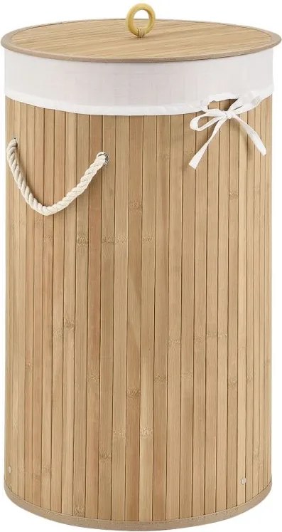 Bambusový kôš na bielizeň okrúhly 55 l s vekom a vakom