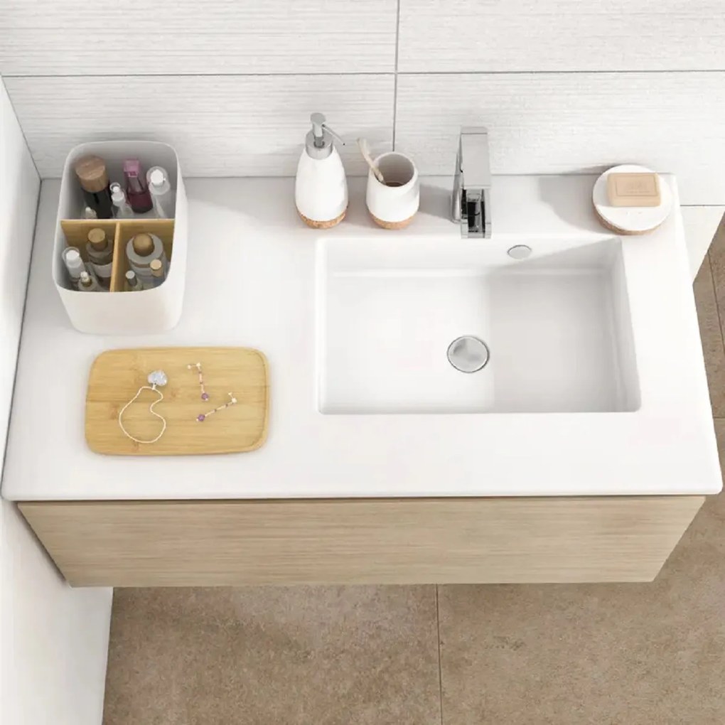 Goodhome Kozmetický organizér s bambusovými priehradkami a vekom, SENBOO 24x15x11