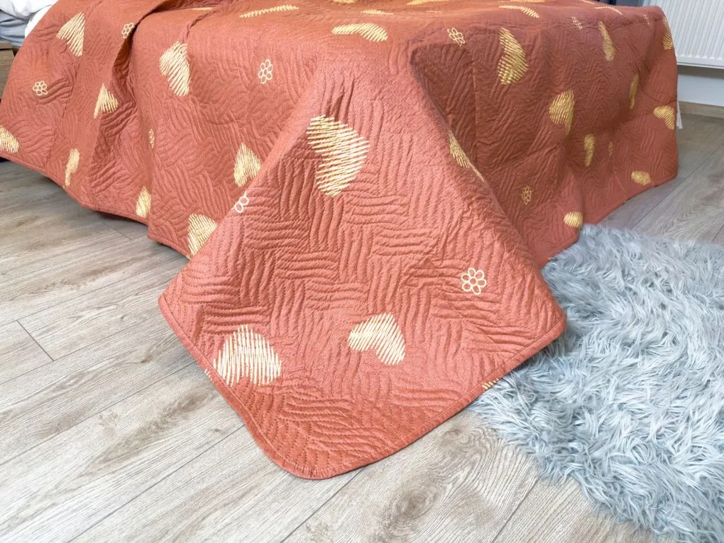 Prehoz na posteľ ORANGE HEART, ružový Rozmer: 170 x 210 cm