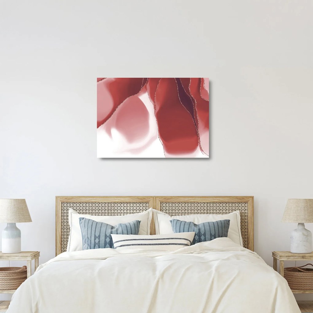 Sklenený obraz - Červená abstraktná kvetina N⁰3 (70x50 cm)