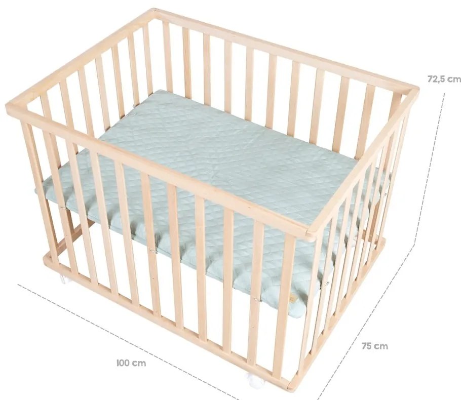 Detská ohrádka s nastaviteľnou výškou/na kolieskach 75x100 cm v prírodnej farbe Style – Roba